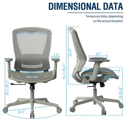 Apoyo lumbar ajustable reposabrazos de malla silla de oficina silla de trabajo resistente con espalda sólida