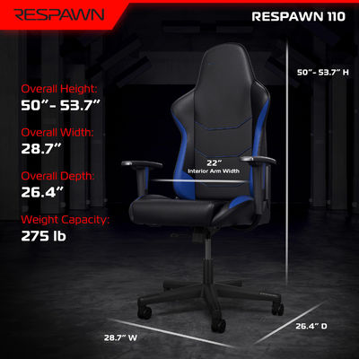 Silla de juego ergonómica cómoda con tela ajustable y reposacabezas integrados
