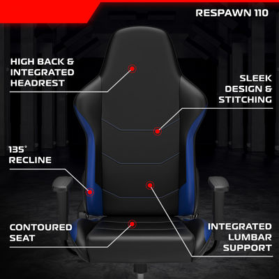 Silla de juego ergonómica cómoda con tela ajustable y reposacabezas integrados