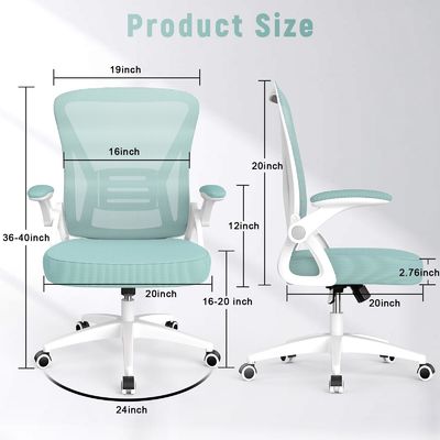 Silla de oficina personalizada de color medio trasero con brazos giratorios y desplegables de altura ajustable