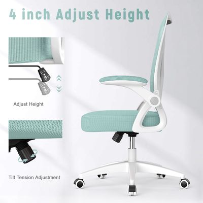 Silla de oficina personalizada de color medio trasero con brazos giratorios y desplegables de altura ajustable