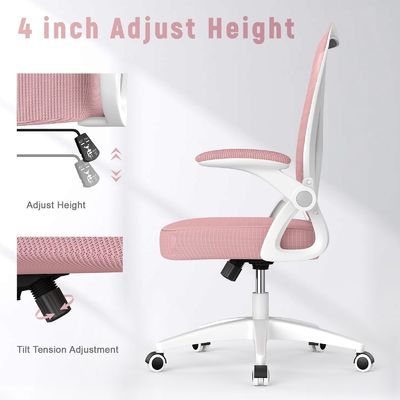 Silla de oficina de malla ajustable de altura Silla giratoria con brazos abatibles y soporte lumbar