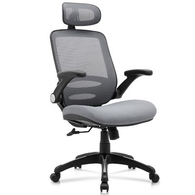 Alturas ajustables Silla de escritorio de malla con espalda alta con brazos abatibles y estilo de diseño moderno