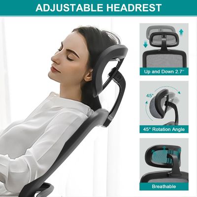 Alturas ajustables Silla de escritorio de malla con espalda alta con brazos abatibles y estilo de diseño moderno