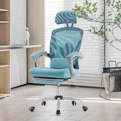 Silla de oficina ergonómica de elevación de gas con almohada lumbar y reposapiés retráctil
