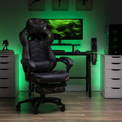 Silla de ordenador de PC ergonómico giratorio 360 Juegos con ajuste de altura del reposacabezas integrado