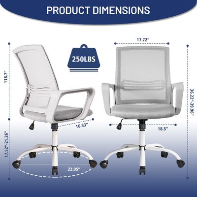 Silla de escritorio giratorio Oficina de malla silla de trabajo ergonómica espalda media para el trabajo de adultos