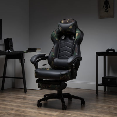 Silla de ordenador de PC ergonómico giratorio 360 Juegos con ajuste de altura del reposacabezas integrado