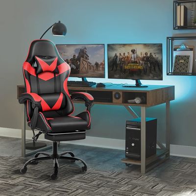 Silla ergonómica para juegos con reposapiés y soporte lumbar 20&quot;D x 25&quot;W x 46&quot;H/360 giratorio