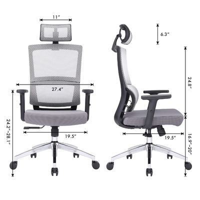 Silla de oficina ajustable en altura silla de escritorio giratorio en forma de L para adultos trabajo en casa