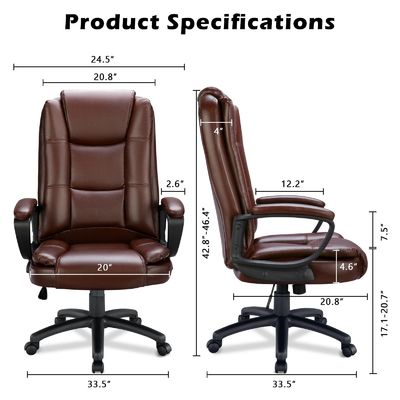 Silla de computadora de espalda alta marrón 400LBS Gran y alto Silla ejecutiva de gestión para oficina