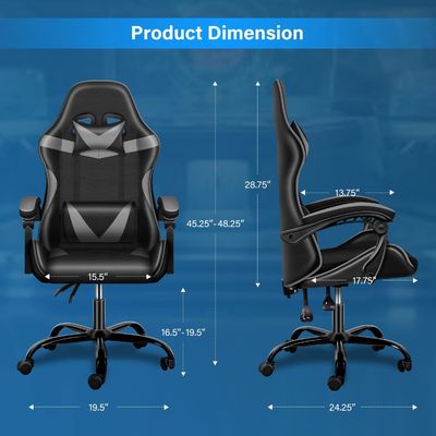 Silla ergonómica de videojuegos con reposapiés y soporte lumbar 33 libras