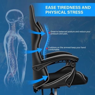 Silla ergonómica de videojuegos con reposapiés y soporte lumbar 33 libras