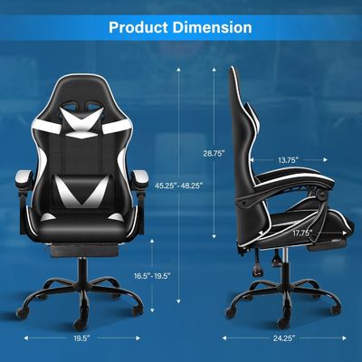 33 libras de tela Ergonomic Silla de juegos de computadora con reposapiés y soporte lumbar