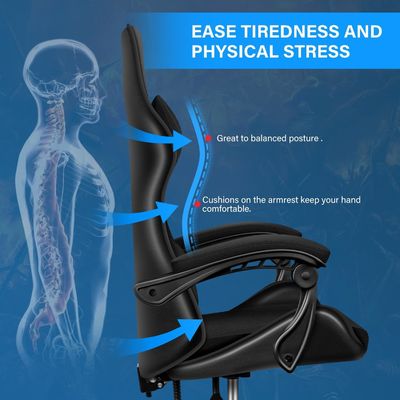 33 libras de tela Ergonomic Silla de juegos de computadora con reposapiés y soporte lumbar