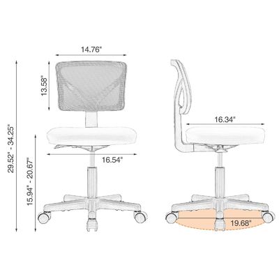 Silla cómoda de espalda baja con soporte lumbar y altura ajustable del asiento