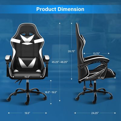 Material del asiento tipo plástico Silla ergonómica para videojuegos con reposapiés y soporte lumbar