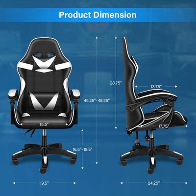 Material del asiento tipo plástico Silla ergonómica para videojuegos con reposapiés y soporte lumbar