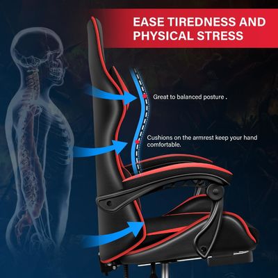 Silla de plástico Silla de juegos de computadora de tela con reposapiés y soporte lumbar Ergonómico