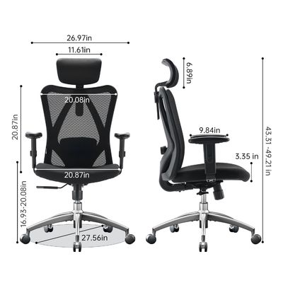 Sillón de oficina de inclinación giratorio para personas grandes y altas