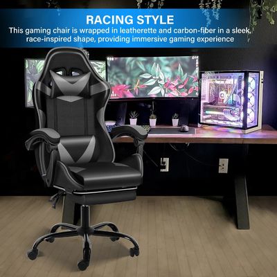 Silla de plástico silla de juego ergonómica con reposapiés y soporte lumbar 33 libras de peso