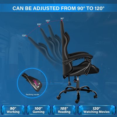 Sala de juegos de ALINUNU Cama de videojuegos de ordenador ergonómica con reposapiés y soporte lumbar