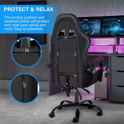 Sala de juegos de ALINUNU Cama de videojuegos de ordenador ergonómica con reposapiés y soporte lumbar