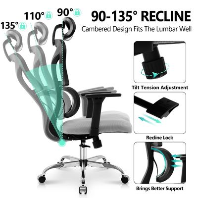 Silla de oficina ergonómica con 3 elevadores de gas y malla transpirable