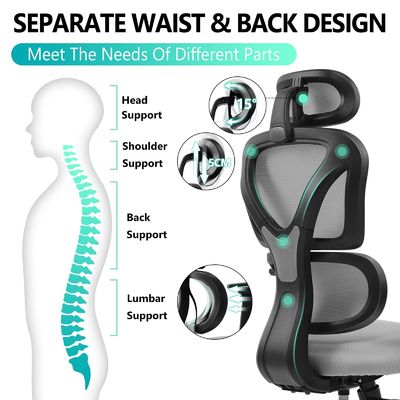 Silla de oficina ergonómica con 3 elevadores de gas y malla transpirable