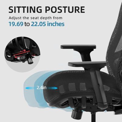 Silla de oficina ergonómica de alto respaldo con diseño de asiento dinámico estilo moderno