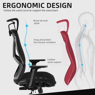 Silla de oficina ergonómica de alto respaldo con diseño de asiento dinámico estilo moderno