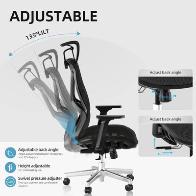 Silla de oficina ergonómica de alto respaldo con diseño de asiento dinámico estilo moderno