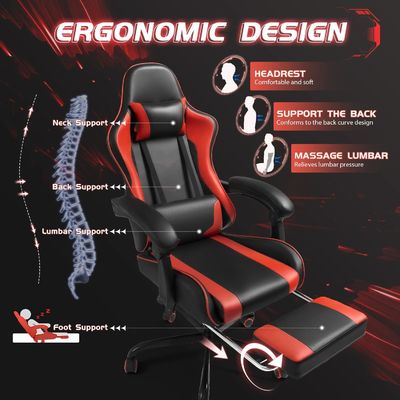 Silla giratoria ALINUNU Sillones ergonómicos para juegos de computadora con masaje y soporte lumbar