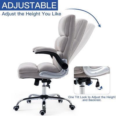 Silla de trabajo de escritorio de computadora con ruedas de tipo metálico giratorio ajustable en medio de la espalda