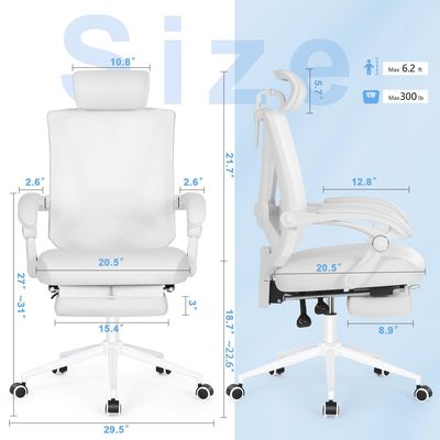 Silla ejecutiva de oficina con 360 giratorios y soporte lumbar 2D ajustable