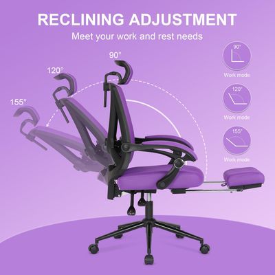 Acceptable OEM ODM silla de oficina de la espalda alta con soporte lumbar 2D ajustable y reposapiés