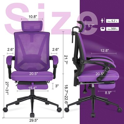 Acceptable OEM ODM silla de oficina de la espalda alta con soporte lumbar 2D ajustable y reposapiés