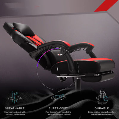 Silla de juego de estilo de carreras de color personalizada con apoyapiés y apoyacabezas 45 libras