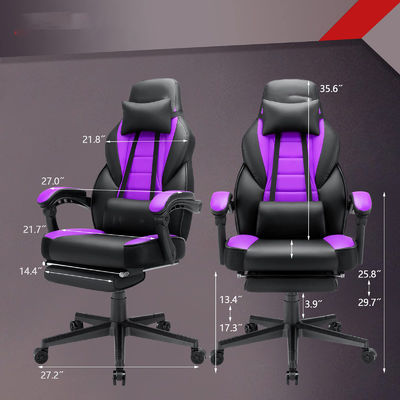 Silla de juego de tela con ajuste de altura giratorio 360 y función de reclinación