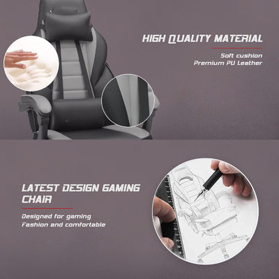 Silla de juego de estilo de carreras de diseño moderno con reposacabezas y reposacabezas de color personalizado