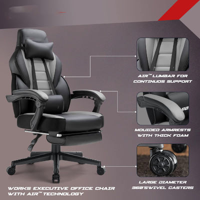 Silla de juego de estilo de carreras de diseño moderno con reposacabezas y reposacabezas de color personalizado
