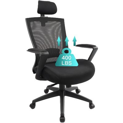Silla de oficina de malla ergonómica con cojín engrosado y apoyacabezas ajustables