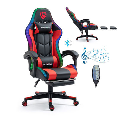 Obtenga la experiencia de juego definitiva con esta silla de juego de computadora de carreras RGB de cuero