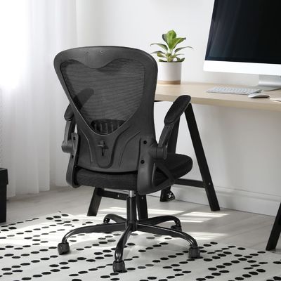 Silla de oficina de malla ergonómica con brazos abatibles con 360 giratorios y ajuste de altura