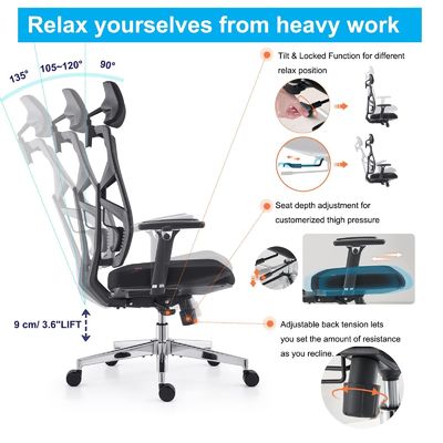 Silla de escritorio de computadora con respaldo sólido con espalda alta con respaldo adaptativo y paquete de correo Y