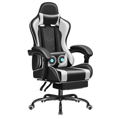Silla de juegos de carreras con soporte lumbar de masaje y asiento giratorio 360 18.5 &quot;D x 23.61&quot; W x 50.4&quot; H