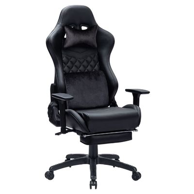 Silla de juegos de oficina con reposapiés espalda alta ajustable de cuero de PU diseño moderno