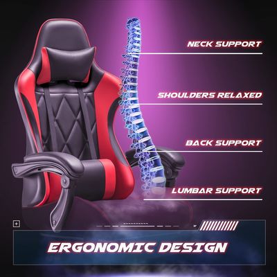 Sala de juegos de computadora silla giratoria con masaje de apoyo lumbar y diseño ergonómico de la espalda alta