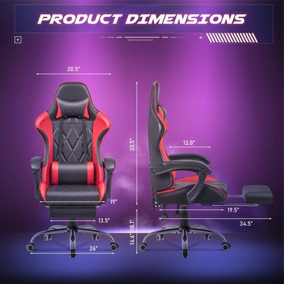 Sala de juegos de computadora silla giratoria con masaje de apoyo lumbar y diseño ergonómico de la espalda alta