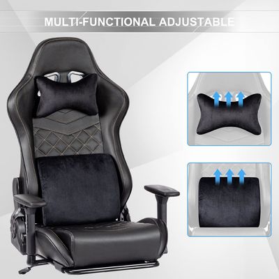 Silla de juegos de oficina con reposapiés espalda alta ajustable de cuero de PU diseño moderno